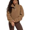 imageODODOS Womens Sherpa Fleece HalfZip Pullover  Cozy Warm Long Sleeve Sweatshirt Cinchable Outerwear with PocketsCognac Copper