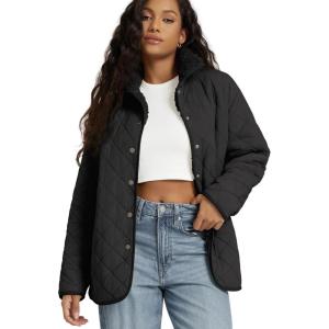 imageODODOS Womens Sherpa Lined Insulated Jacket Snap Front Long Sleeve Coat Winter Warm Outerwear with PocketsBlack
