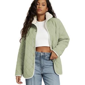imageODODOS Womens Sherpa Lined Insulated Jacket Snap Front Long Sleeve Coat Winter Warm Outerwear with PocketsTender Greens