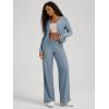 image:imageODODOS Womens Wide Leg Pants  Ultra Soft odSTRATUM Tech Adjustable MidRise Casual Pajama Lounge PantsDusty Blue Heather