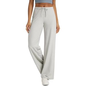 image:imageODODOS Womens Wide Leg Pants  Ultra Soft odSTRATUM Tech Adjustable MidRise Casual Pajama Lounge PantsSalt Heather