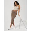 image:imageODODOS Modal Soft Midi Skirt for Women Back Slit High Waist Casual Long Pencil Skirts with PocketsNutria