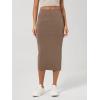 image:imageODODOS Modal Soft Midi Skirt for Women Back Slit High Waist Casual Long Pencil Skirts with PocketsNutria