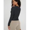 image:imageODODOS Womens Cardigan  Ultra Soft odSTRATUM Tech Performance Long Sleeve Crop UPF 50 Button Down Crewneck TopBlack Heather