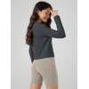 image:imageODODOS Womens Cardigan  Ultra Soft odSTRATUM Tech Performance Long Sleeve Crop UPF 50 Button Down Crewneck TopCharcoal Heather