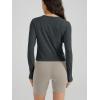 image:imageODODOS Womens Cardigan  Ultra Soft odSTRATUM Tech Performance Long Sleeve Crop UPF 50 Button Down Crewneck TopCharcoal Heather