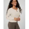 image:imageODODOS Womens Cardigan  Ultra Soft odSTRATUM Tech Performance Long Sleeve Crop UPF 50 Button Down Crewneck TopEcru Heather