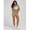 image:imageODODOS Womens Cardigan  Ultra Soft odSTRATUM Tech Performance Long Sleeve Crop UPF 50 Button Down Crewneck TopKhaki Heather
