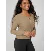 image:imageODODOS Womens Cardigan  Ultra Soft odSTRATUM Tech Performance Long Sleeve Crop UPF 50 Button Down Crewneck TopKhaki Heather