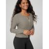 image:imageODODOS Womens Cardigan  Ultra Soft odSTRATUM Tech Performance Long Sleeve Crop UPF 50 Button Down Crewneck TopWarm Grey Heather