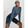 image:imageODODOS Womens Seamless Performance Long Sleeve TShirt  Lightweight Breathable Slim Fit Running Workout Top Waist LengthInk Blue