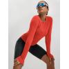 image:imageODODOS Womens Seamless Performance Long Sleeve TShirt  Lightweight Breathable Slim Fit Running Workout Top Waist LengthOrange Red