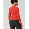 image:imageODODOS Womens Seamless Performance Long Sleeve TShirt  Lightweight Breathable Slim Fit Running Workout Top Waist LengthOrange Red