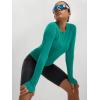 image:imageODODOS Womens Seamless Performance Long Sleeve TShirt  Lightweight Breathable Slim Fit Running Workout Top Waist LengthPorcelain Green