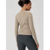 image:imageODODOS Womens Seamless Performance Long Sleeve TShirt  Lightweight Breathable Slim Fit Running Workout Top Waist LengthShaker Beige