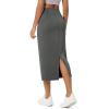 image:imageODODOS Modal Soft Midi Skirt for Women Back Slit High Waist Casual Long Pencil Skirts with PocketsCharcoal