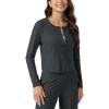 image:imageODODOS Womens Cardigan  Ultra Soft odSTRATUM Tech Performance Long Sleeve Crop UPF 50 Button Down Crewneck TopCharcoal Heather