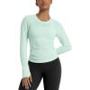 image:imageODODOS Womens Seamless Performance Long Sleeve TShirt  Lightweight Breathable Slim Fit Running Workout Top Waist LengthBrook Green