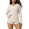 image:imageODODOS Womens VNeck Oversized Hoodie  Ultra Soft odSTRATUM Tech Pullover Side Slit Long Sleeve Tops with Kangaroo PocketEcru Heather
