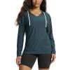 image:imageODODOS Womens VNeck Oversized Hoodie  Ultra Soft odSTRATUM Tech Pullover Side Slit Long Sleeve Tops with Kangaroo PocketNavy Heather