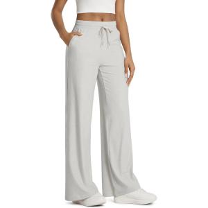 image:imageODODOS Womens Essential Wide Leg Pants  Ultra Soft odSTRATUM Tech Drawstring Relaxed Casual Pants with Pockets 29 InseamSalt Heather