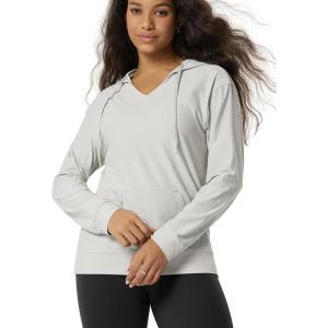 image:imageODODOS Womens VNeck Oversized Hoodie  Ultra Soft odSTRATUM Tech Pullover Side Slit Long Sleeve Tops with Kangaroo PocketSalt Heather