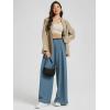 image:imageODODOS Chiffon Flowy Pleated Wide Leg Pants for Women Lightweight High Waist Trouser with Pockets2729 31 InseamBlue Ashes