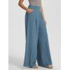 image:imageODODOS Chiffon Flowy Pleated Wide Leg Pants for Women Lightweight High Waist Trouser with Pockets2729 31 InseamBlue Ashes