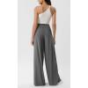 image:imageODODOS Chiffon Flowy Pleated Wide Leg Pants for Women Lightweight High Waist Trouser with Pockets2729 31 InseamCharcoal