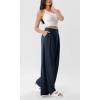 image:imageODODOS Chiffon Flowy Pleated Wide Leg Pants for Women Lightweight High Waist Trouser with Pockets2729 31 InseamDark Blue