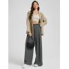 image:imageODODOS Chiffon Flowy Pleated Wide Leg Pants for Women Lightweight High Waist Trouser with Pockets2729 31 InseamDark Charcoal
