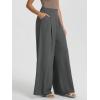 image:imageODODOS Chiffon Flowy Pleated Wide Leg Pants for Women Lightweight High Waist Trouser with Pockets2729 31 InseamDark Charcoal