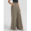 image:imageODODOS Chiffon Flowy Pleated Wide Leg Pants for Women Lightweight High Waist Trouser with Pockets2729 31 InseamDune