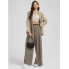 image:imageODODOS Chiffon Flowy Pleated Wide Leg Pants for Women Lightweight High Waist Trouser with Pockets2729 31 InseamDune
