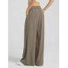 image:imageODODOS Chiffon Flowy Pleated Wide Leg Pants for Women Lightweight High Waist Trouser with Pockets2729 31 InseamDune