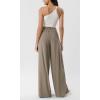 image:imageODODOS Chiffon Flowy Pleated Wide Leg Pants for Women Lightweight High Waist Trouser with Pockets2729 31 InseamDune Taupe
