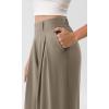 image:imageODODOS Chiffon Flowy Pleated Wide Leg Pants for Women Lightweight High Waist Trouser with Pockets2729 31 InseamDune Taupe