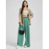 image:imageODODOS Chiffon Flowy Pleated Wide Leg Pants for Women Lightweight High Waist Trouser with Pockets2729 31 InseamLake Green