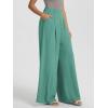 image:imageODODOS Chiffon Flowy Pleated Wide Leg Pants for Women Lightweight High Waist Trouser with Pockets2729 31 InseamLake Green