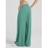 image:imageODODOS Chiffon Flowy Pleated Wide Leg Pants for Women Lightweight High Waist Trouser with Pockets2729 31 InseamLake Green