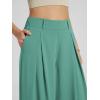image:imageODODOS Chiffon Flowy Pleated Wide Leg Pants for Women Lightweight High Waist Trouser with Pockets2729 31 InseamLake Green