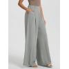 image:imageODODOS Chiffon Flowy Pleated Wide Leg Pants for Women Lightweight High Waist Trouser with Pockets2729 31 InseamMirage Gray