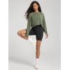 image:imageODODOS Modal Soft Long Sleeve Cropped Sweatshirts with Thumb Hole for Women Crew Neck Pullover Crop TopDark Sage