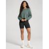 image:imageODODOS Modal Soft Long Sleeve Cropped Sweatshirts with Thumb Hole for Women Crew Neck Pullover Crop TopSlate Green