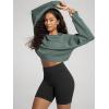 image:imageODODOS Modal Soft Long Sleeve Cropped Sweatshirts with Thumb Hole for Women Crew Neck Pullover Crop TopSlate Green