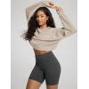 image:imageODODOS Modal Soft Long Sleeve Cropped Sweatshirts with Thumb Hole for Women Crew Neck Pullover Crop TopSmokey Taupe