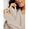 image:imageODODOS Modal Soft Long Sleeve Cropped Sweatshirts with Thumb Hole for Women Crew Neck Pullover Crop TopSmokey Taupe