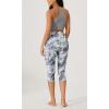 image:imageODODOS Womens High Waisted Yoga Capris with Pockets Tummy Control Non See Through Workout Athletic Running Capri LeggingsBlue Gray Line
