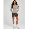 image:imageODODOS Womens Long Sleeve Shirts with Thumb Hole Cloud Feeling Soft Crew Neck Slim Fit Tee Yoga Athletic Workout TopsDark Beige