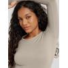 image:imageODODOS Womens Long Sleeve Shirts with Thumb Hole Cloud Feeling Soft Crew Neck Slim Fit Tee Yoga Athletic Workout TopsDark Beige